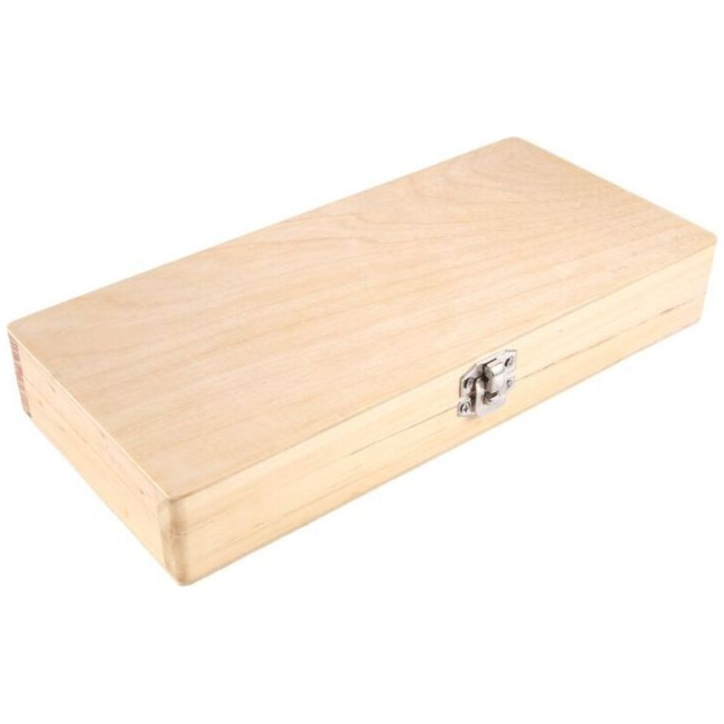 Boîte de rangement en bois pour 50 lames de microscope, emplacements numérotés, couvercle à charnière avec fermoir