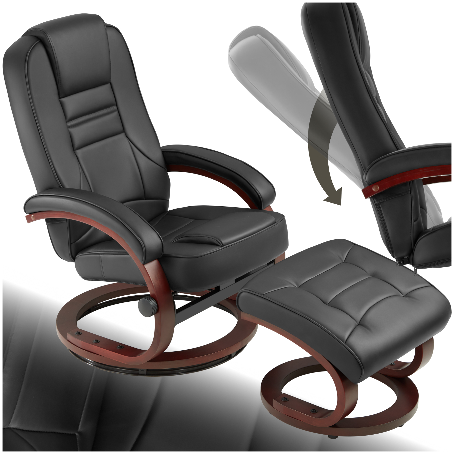 Fauteuil Relax En Matière Synthétique Avec Repose-pieds Noir Et Marron