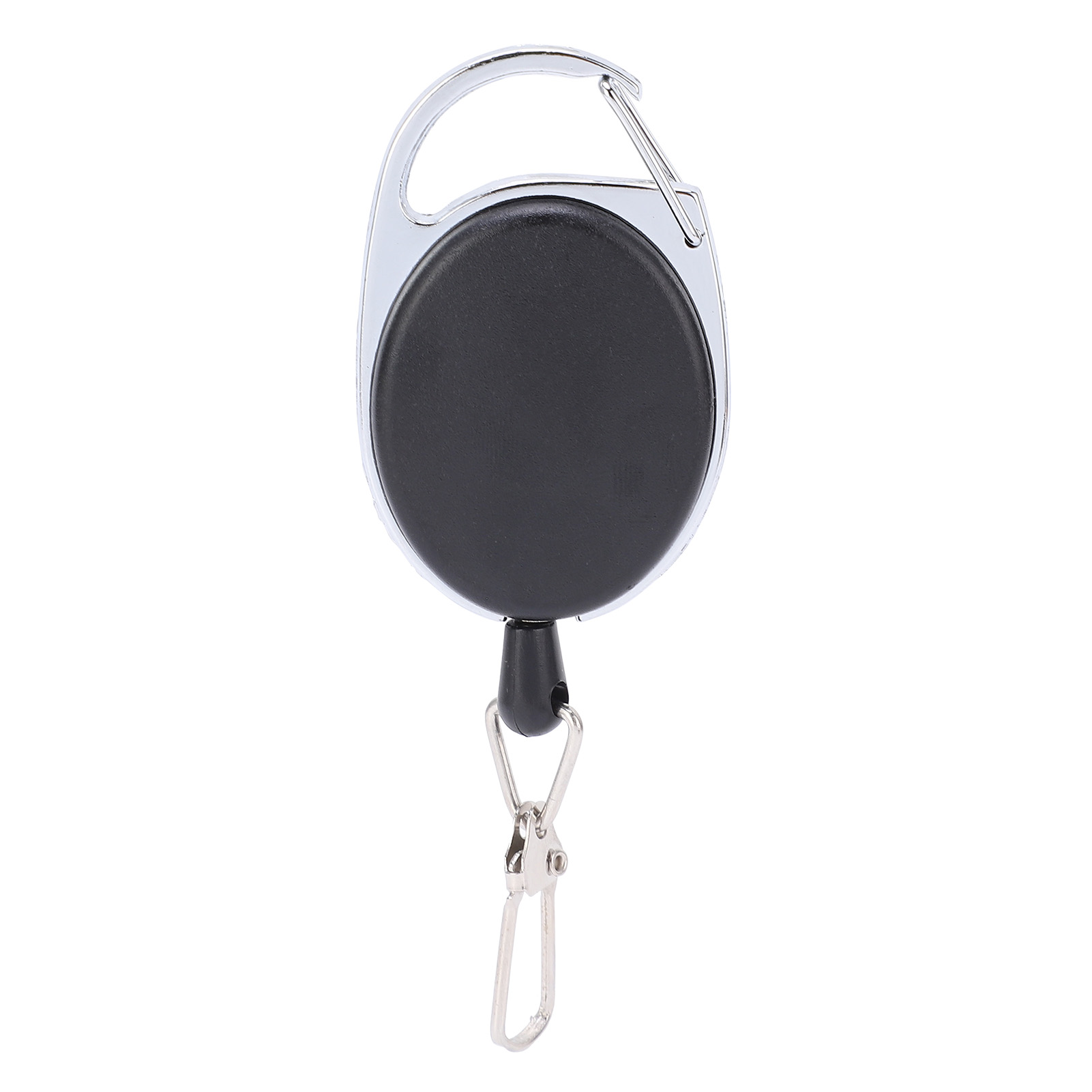 Rétracteur porte-outils de pêche à la mouche avec clip rotatif 360°, mousqueton en ABS, argent et noir