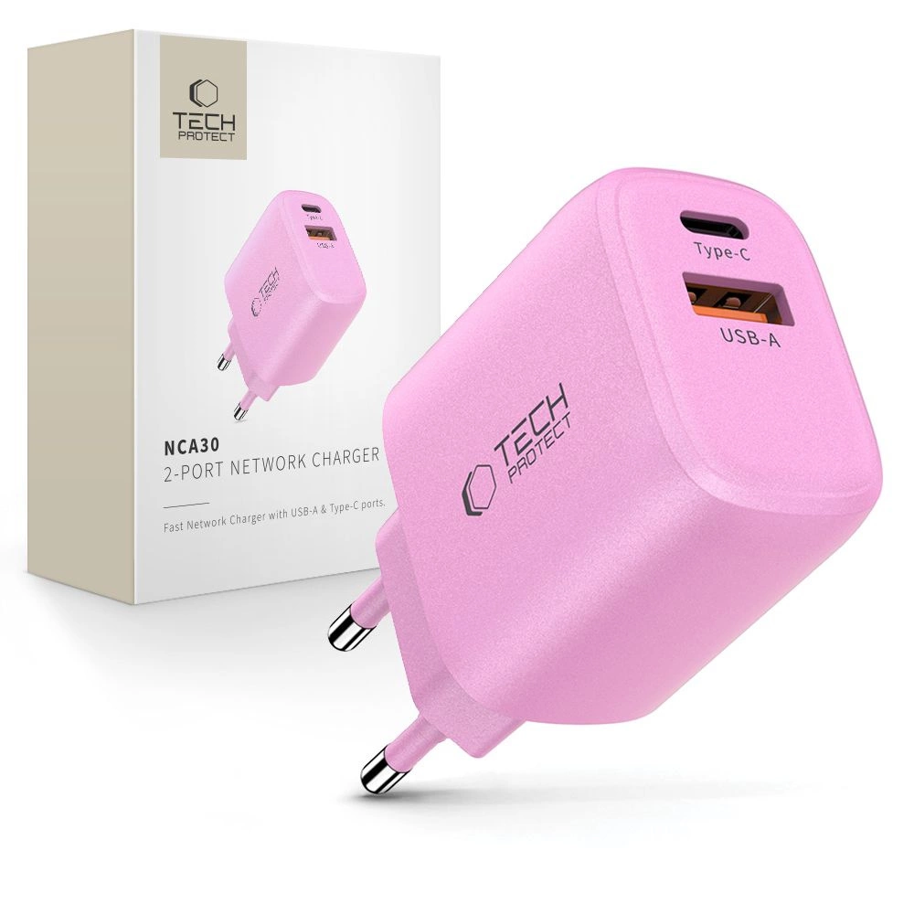 Tech-Protect NCA30 PD 30W QC3.0 Wandladegerät USB-A / USB-C - Pink - Bild 3