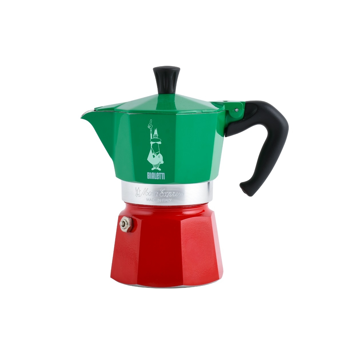 Bialetti Moka Express 3 Tassen Espressokocher Aluminium Grün/Rot - Bild 6