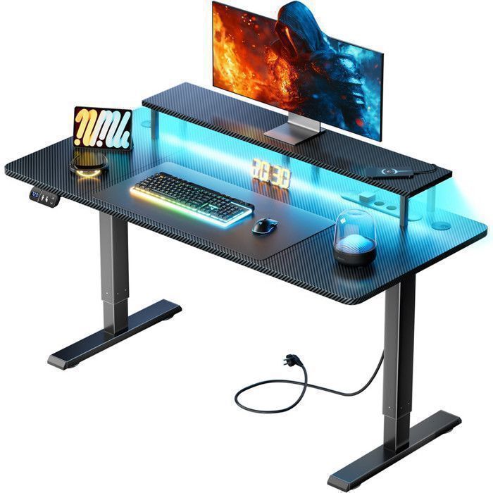 Bureau Assis-debout - Ecofurnix Led - Électrique À Hauteur Réglable