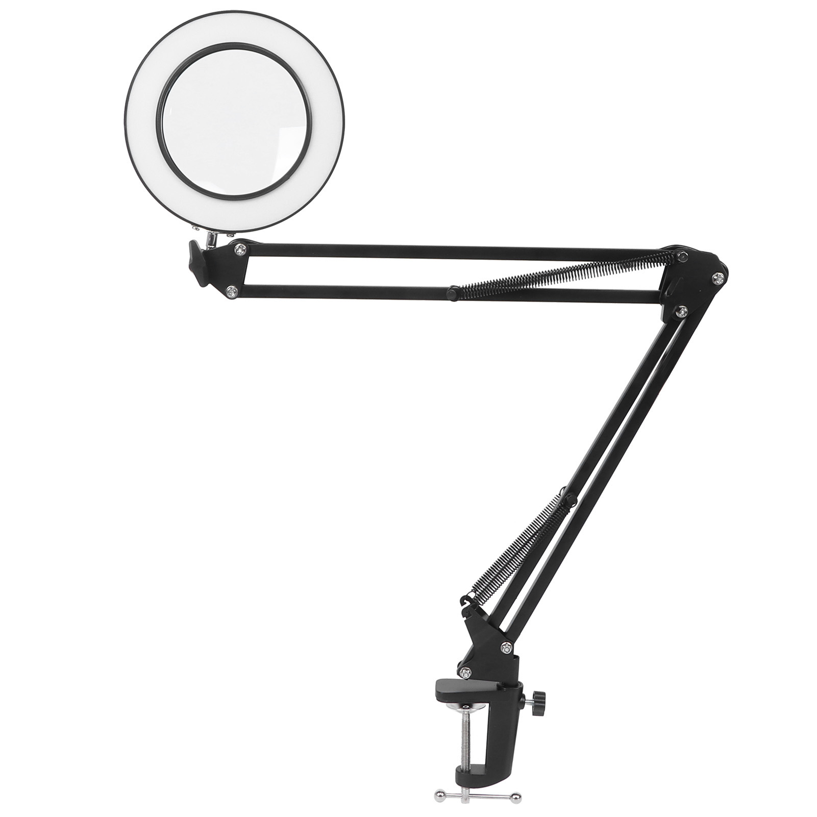 Lampe loupe LED de bureau à pince, grossissement 5x, intensité variable USB, fer et plastique