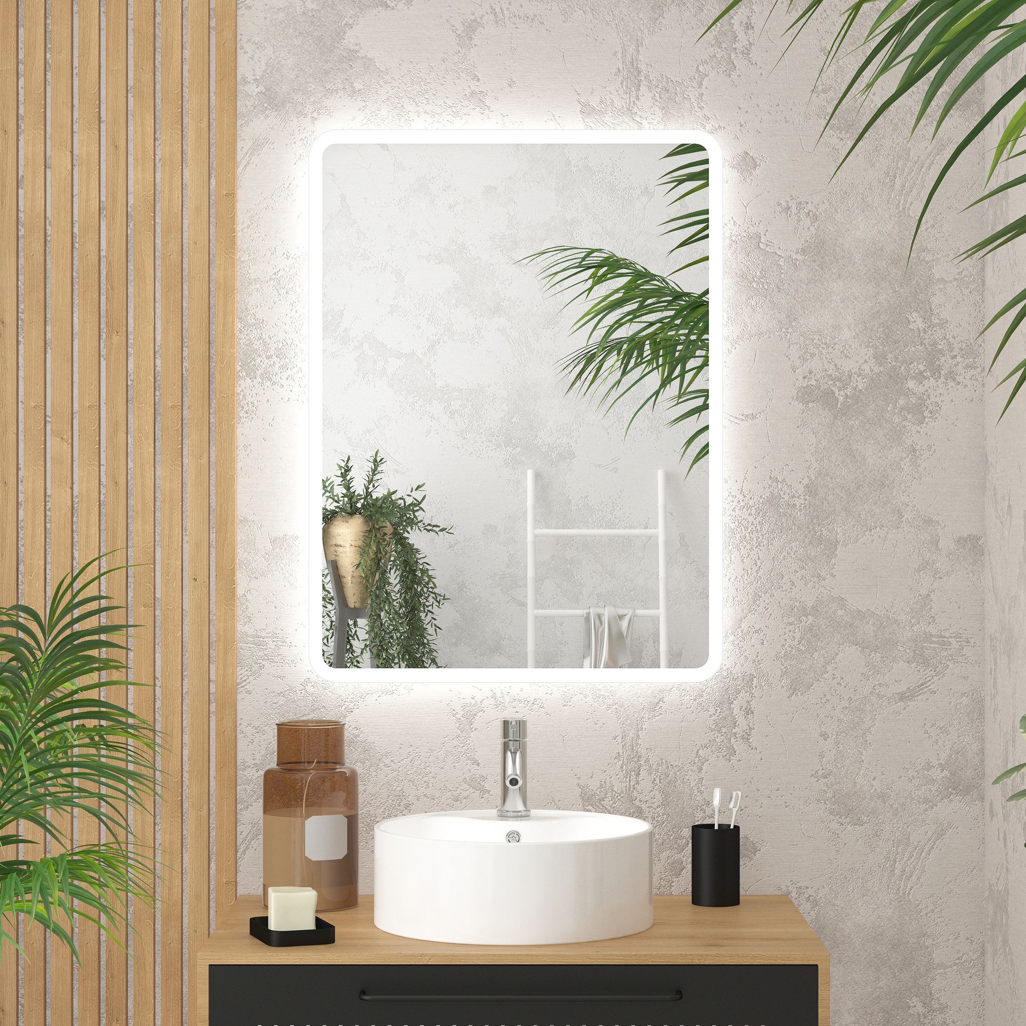 Aurlane - Miroir Salle De Bain Avec Eclairage Led - 60x80cm - Go Led