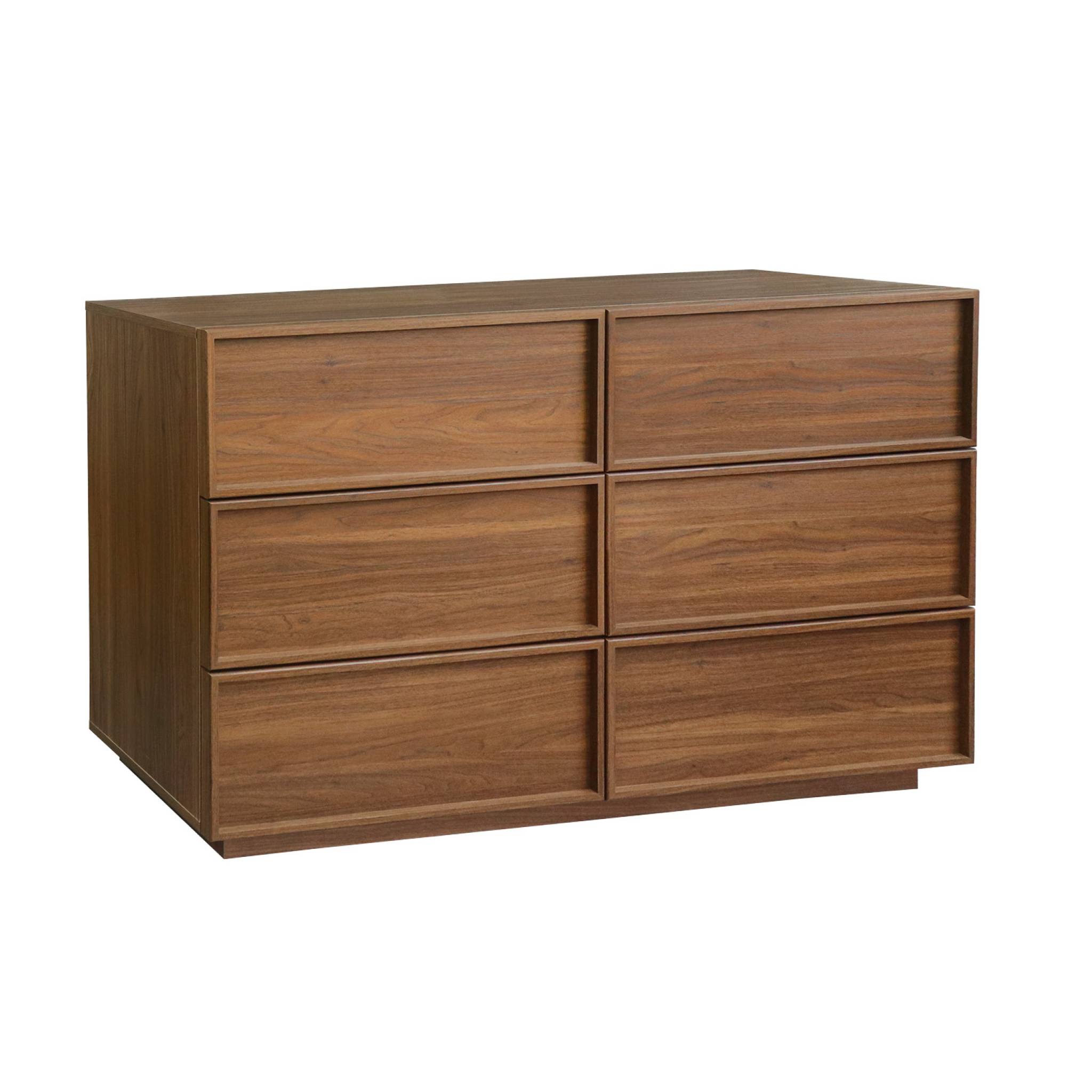 Commode De Rangement Effet Bois 6 Tiroirs Noyer L 120 X P 43 X H 75cm