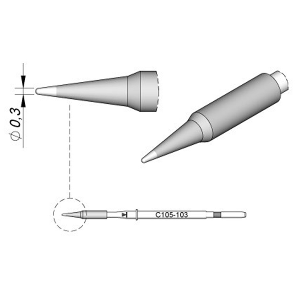Jbc Tools C115103 Lötspitze Rundform, Gerade Spitzen-Größe 0.3 Mm Inhalt 1 St.