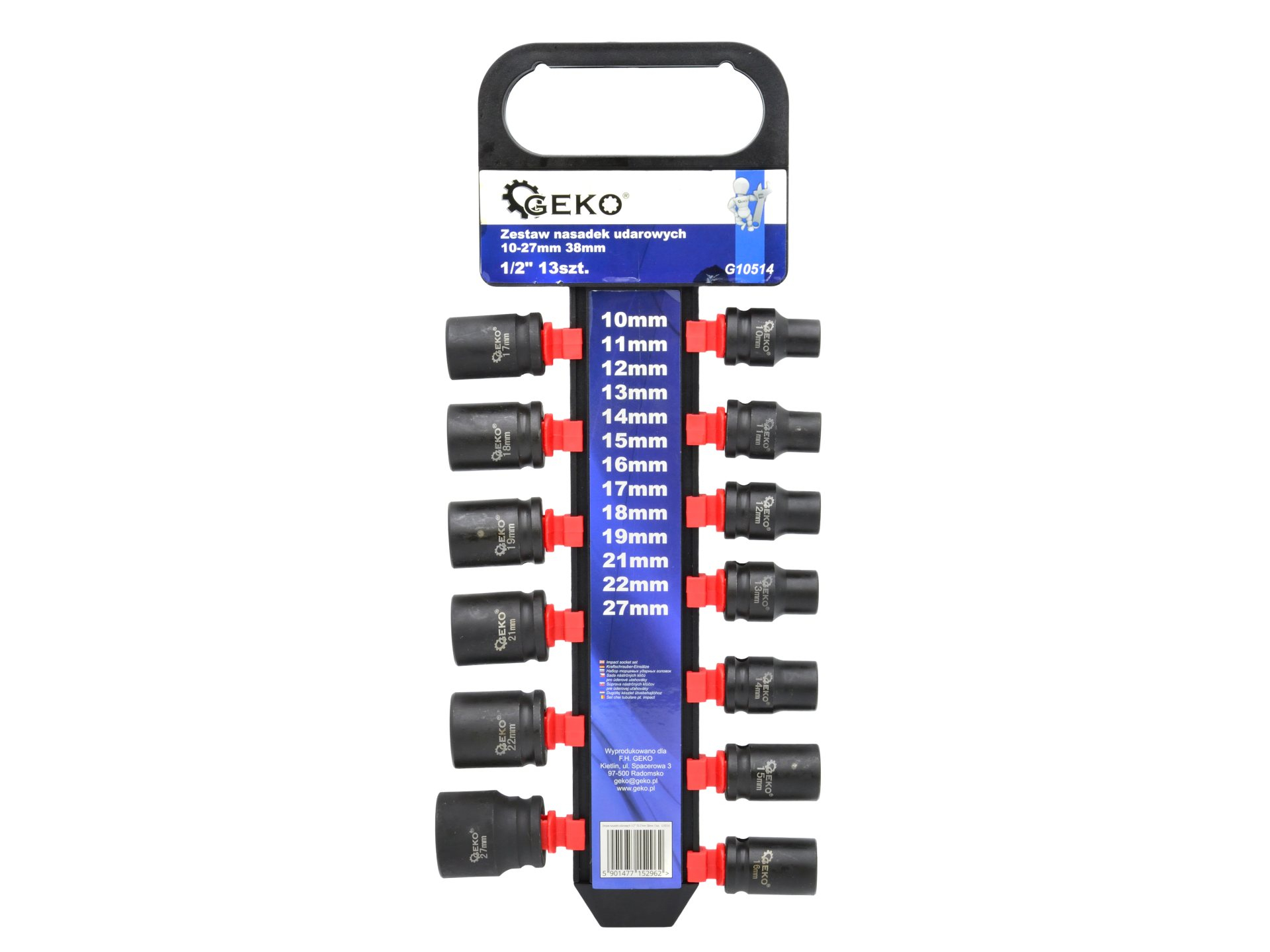 Import Schlüssel Und Stecknüsse Geko Impact Socket Set Cr-V Stahl 10-27Mm 13-Teilig
