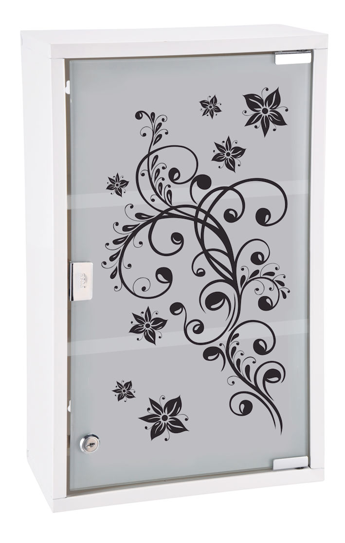 Spetebo – Armoire À Pharmacie Métal Avec Porte Vitrée 50 X 30 Cm – 3 Étagères Verrouillables – Pour Montage Mural – 33288