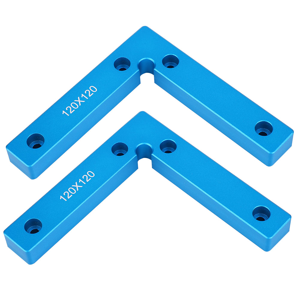 Équerre de positionnement 90° en aluminium 6061, 120 x 120 mm, bleu anodisé, lot de 2
