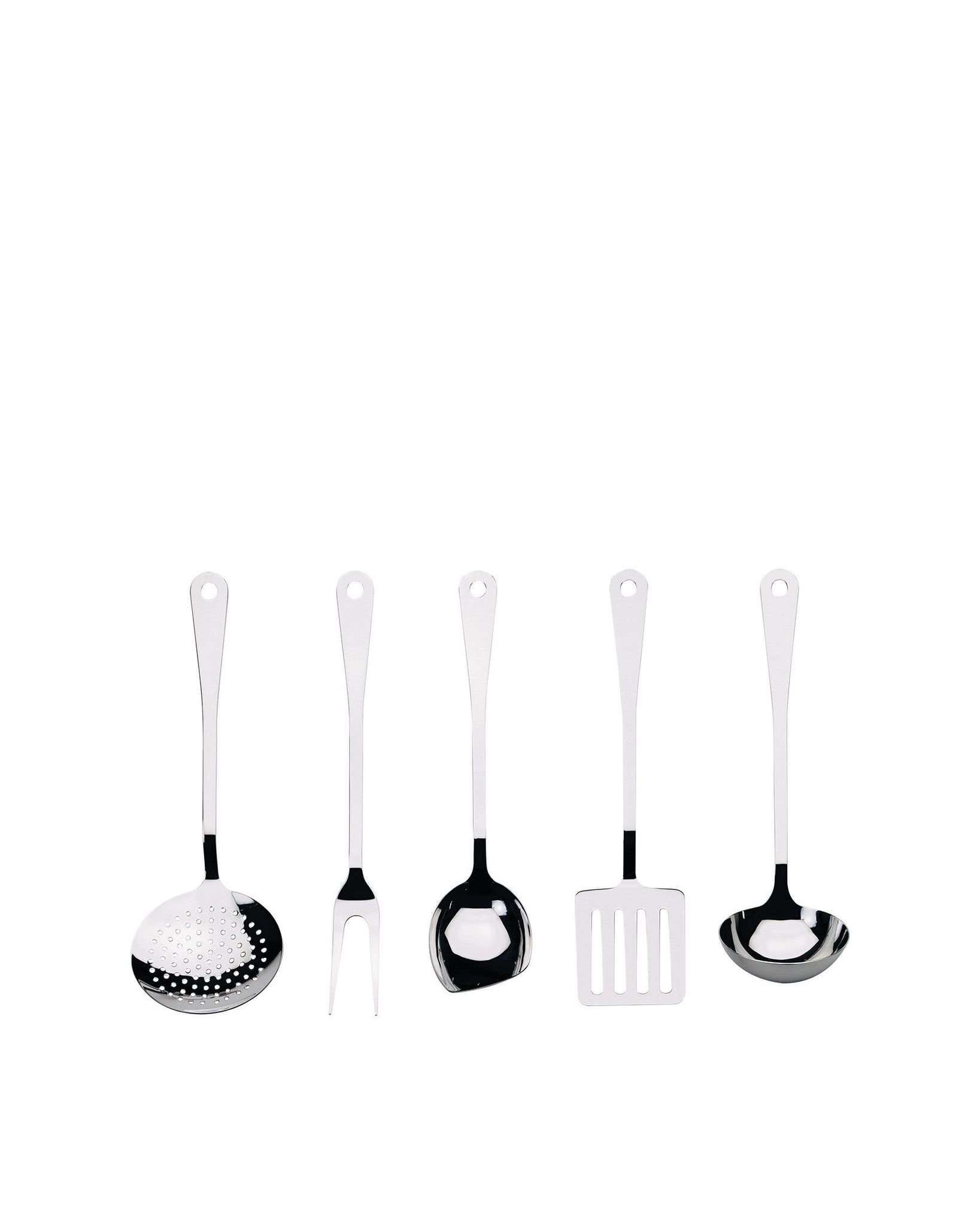 Alessi Pots&Pans - Küchenhelfer-Set, Edelstahl 18/10, 5-teilig | Set mit fünf Küchenhelfern, entworfen von Jasper Morrison, zum Rühren, Servieren und täglichen Kochen - Bild 4