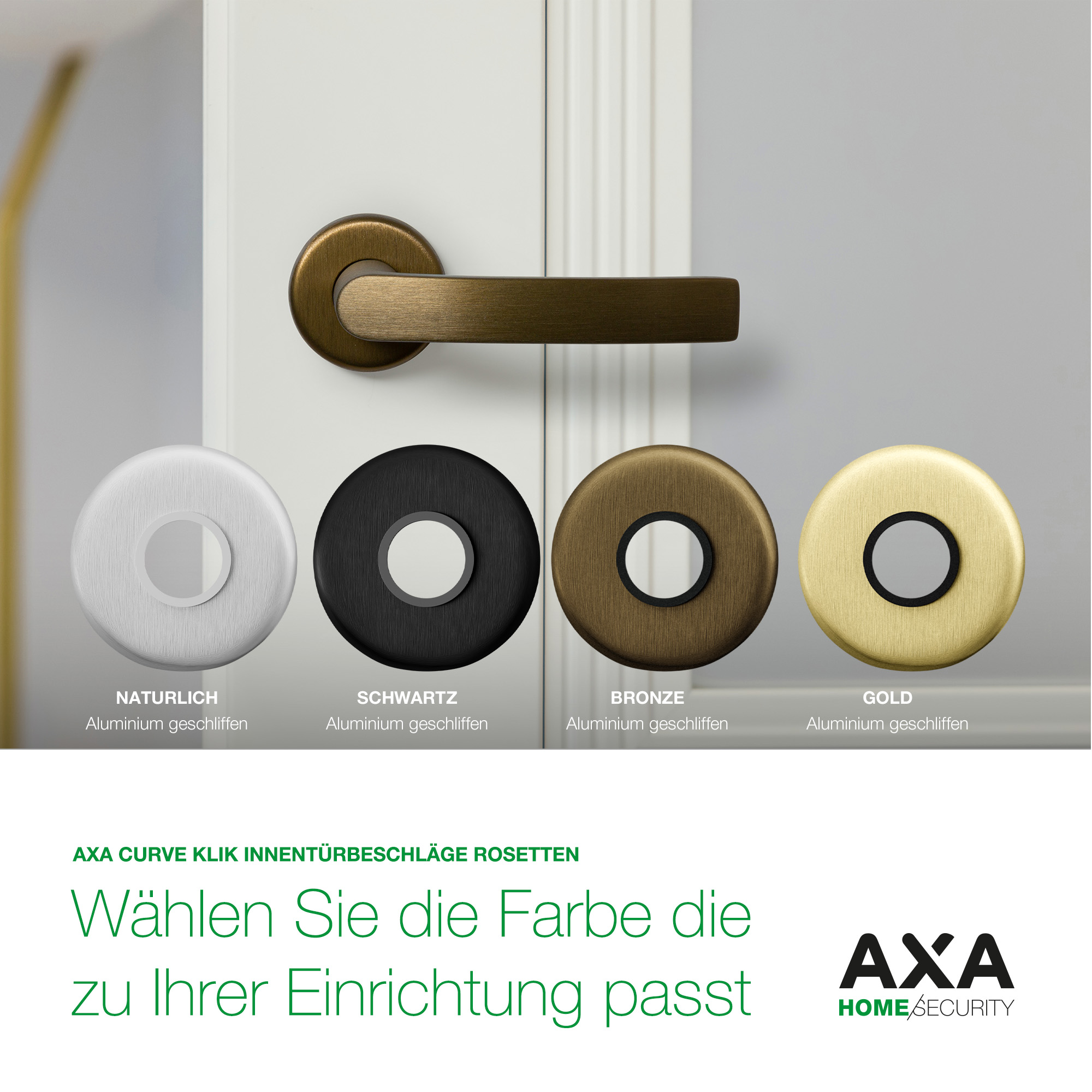 Axa Türbeschlagset Für Innentüren - Click Milan - Türgriff Bronze - Mit Zylinderbohrung - Türgriff Mit Runder Rosette