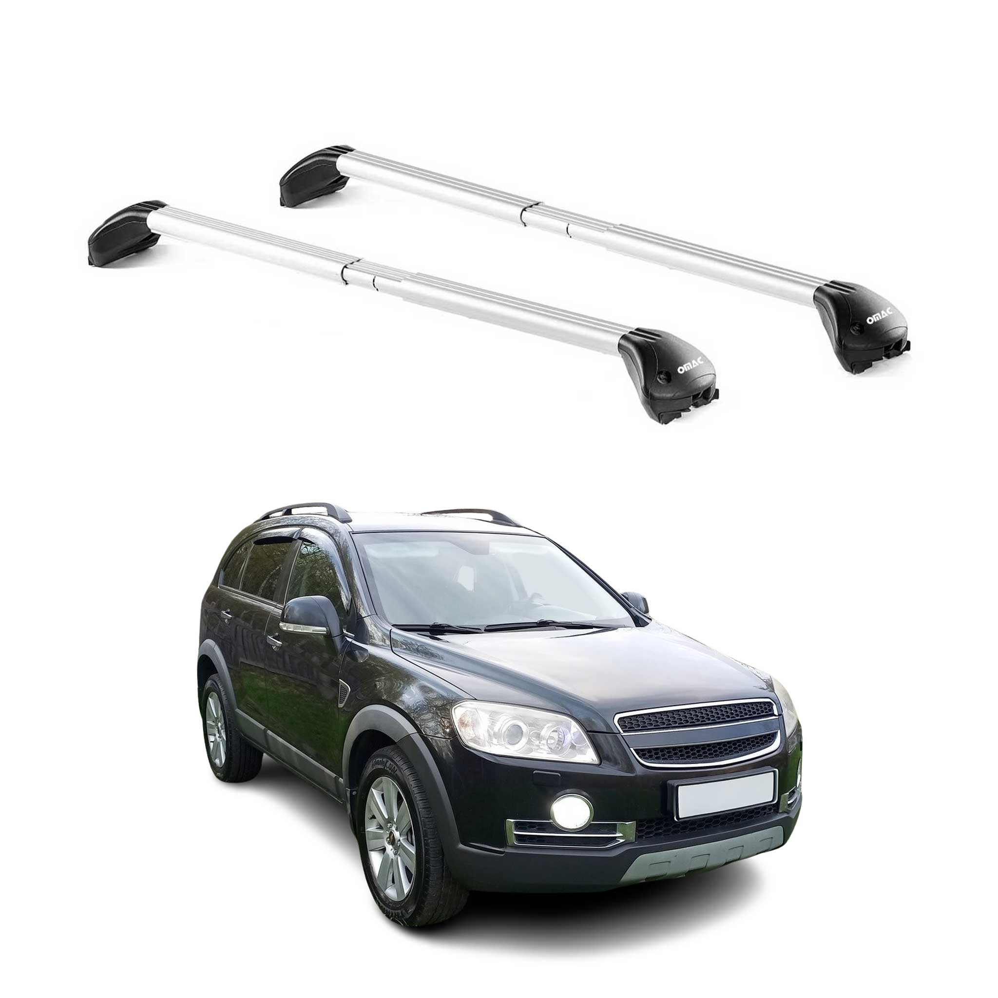 Omac Dachträger Querträger Tüv Geprüft Für Chevrolet Captiva 2006-2016 – Abschließbar (4 Schlösser) – Max 100 Kg – Edelstahlband + Gummischutz Silber 8683828937318