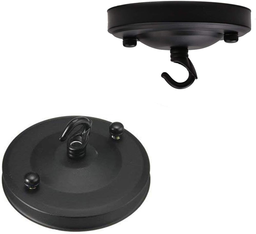 Crochet de plafond pour lustre en fer forgé noir, trou fileté 10 mm, charge 5 kg, lot de 2