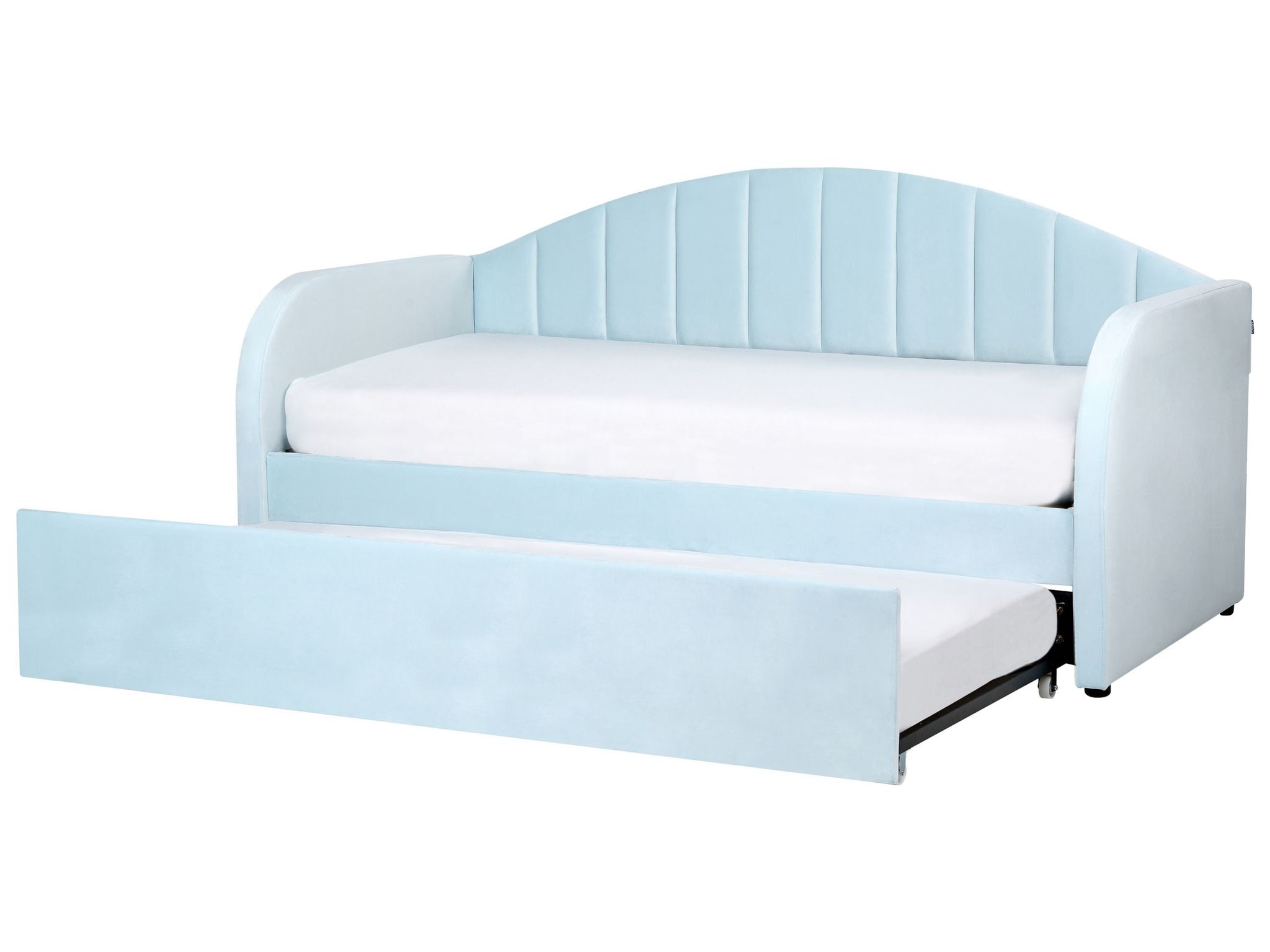 Beliani Tagesbett Hellblau Samtstoff Gepolstert Für 2 Personen Mit Lattenrost 90x200 Cm Ausziehbar Kinderbett Ausziehbett Kinderzimmer Gästezimmer