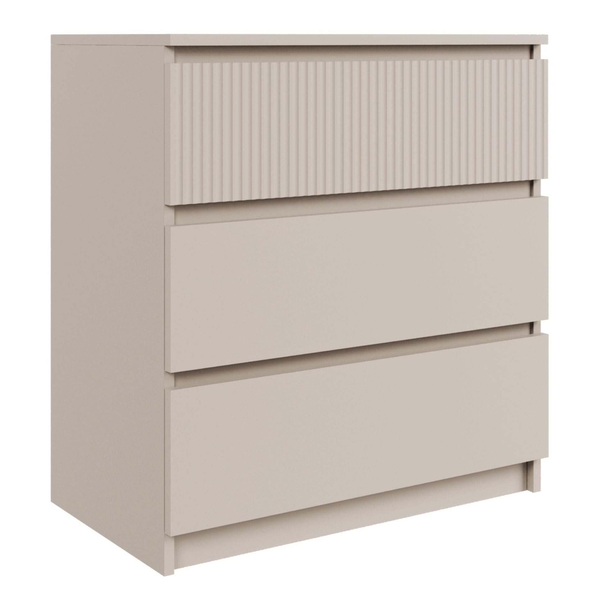Selsey – Commode À Trois Tiroirs Gris Cachemire – Façade Rainurée