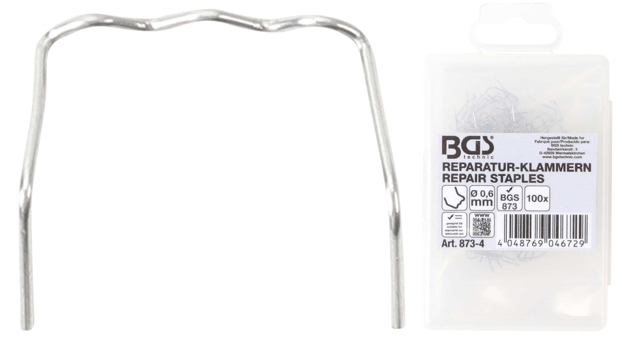 BGS 873-4 Reparatur-Klammern | L-Form | Ø 0,6mm | 100-tlg. 4048769046729 - Image 3