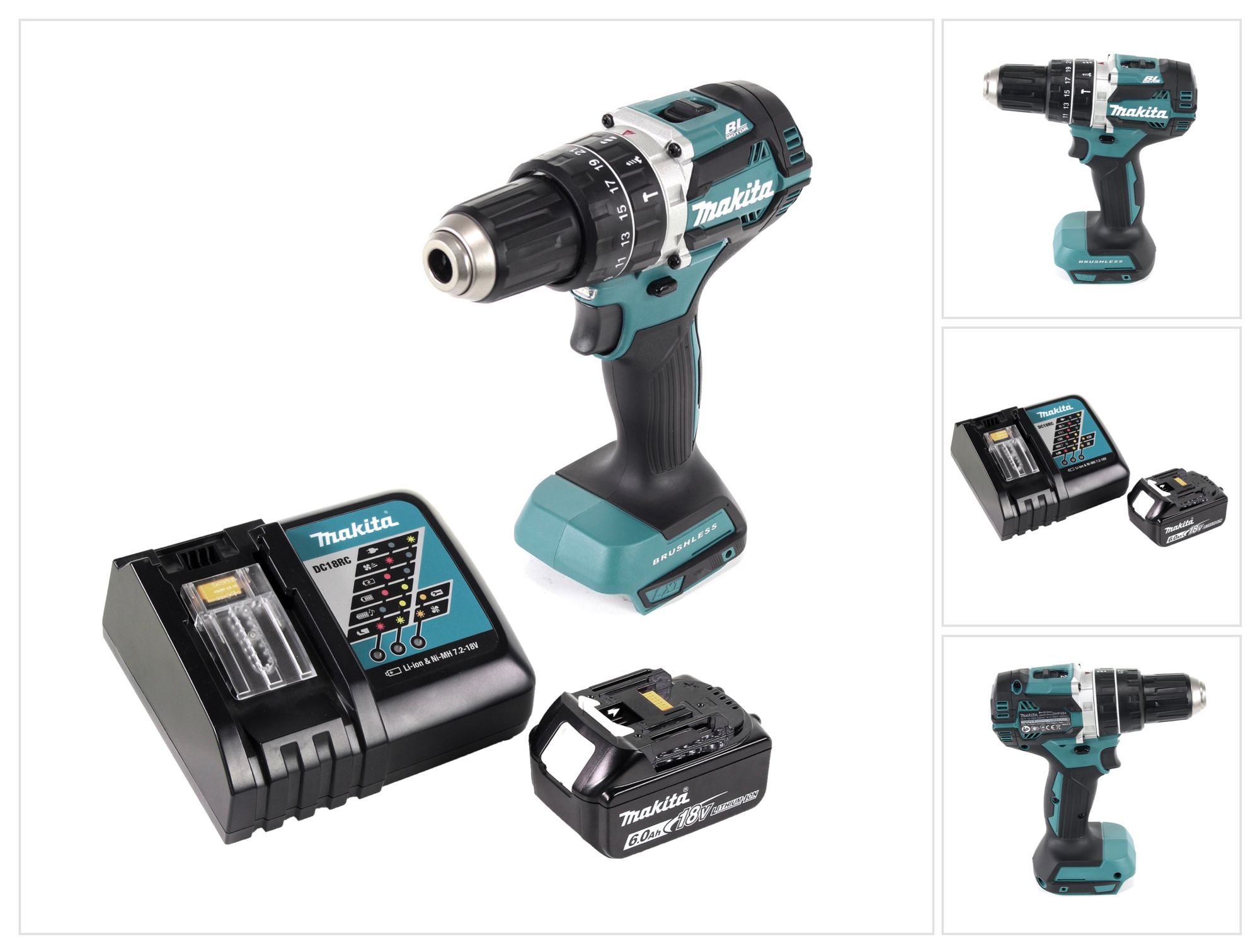 Makita Dhp 484 Rg1 Akku Schlagbohrschrauber 18 V 54 Nm Brushless + 1x Akku 6, 0 Ah + Ladegerät