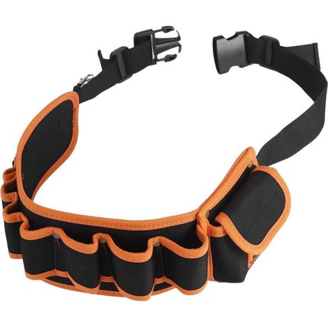 Ceinture porte-outils réglable en nylon, 55 cm, orange, pour électricien et menuisier