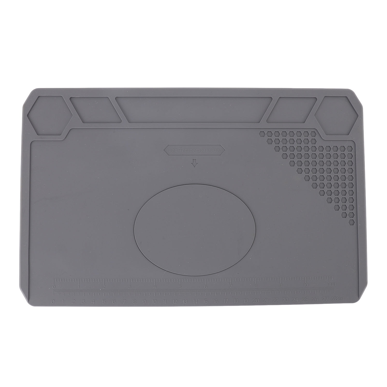 Tapis de réparation en silicone isolant thermique 500 °C, 81 emplacements pour vis, antidérapant, avec règle graduée