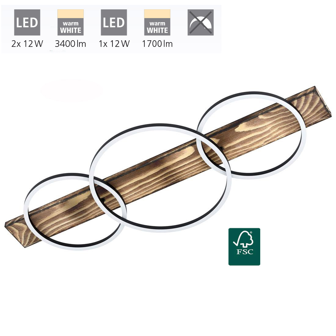 Eglo Schwarz/Braun/Weiß Deckenleuchte "Boyal", (, Rustikal Weiß), 3, H: 9,5Cm, 1 Stk., Leuchten, Deckenlampe, Küchenlampe, Flurlampe In U... - Bild 7