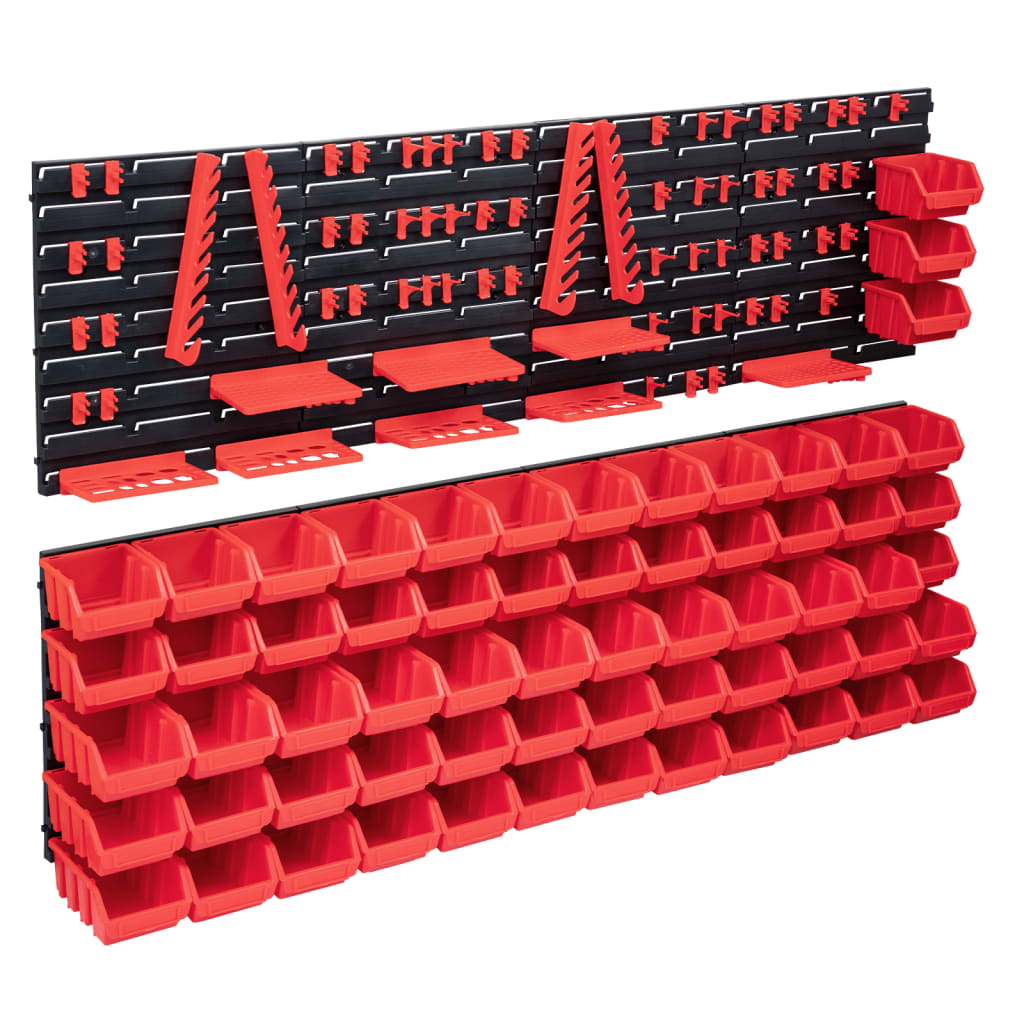 Kit de bacs de rangement mural empilables, 63 boîtes et 8 panneaux, étiquettes fournies, lot de 141 pièces