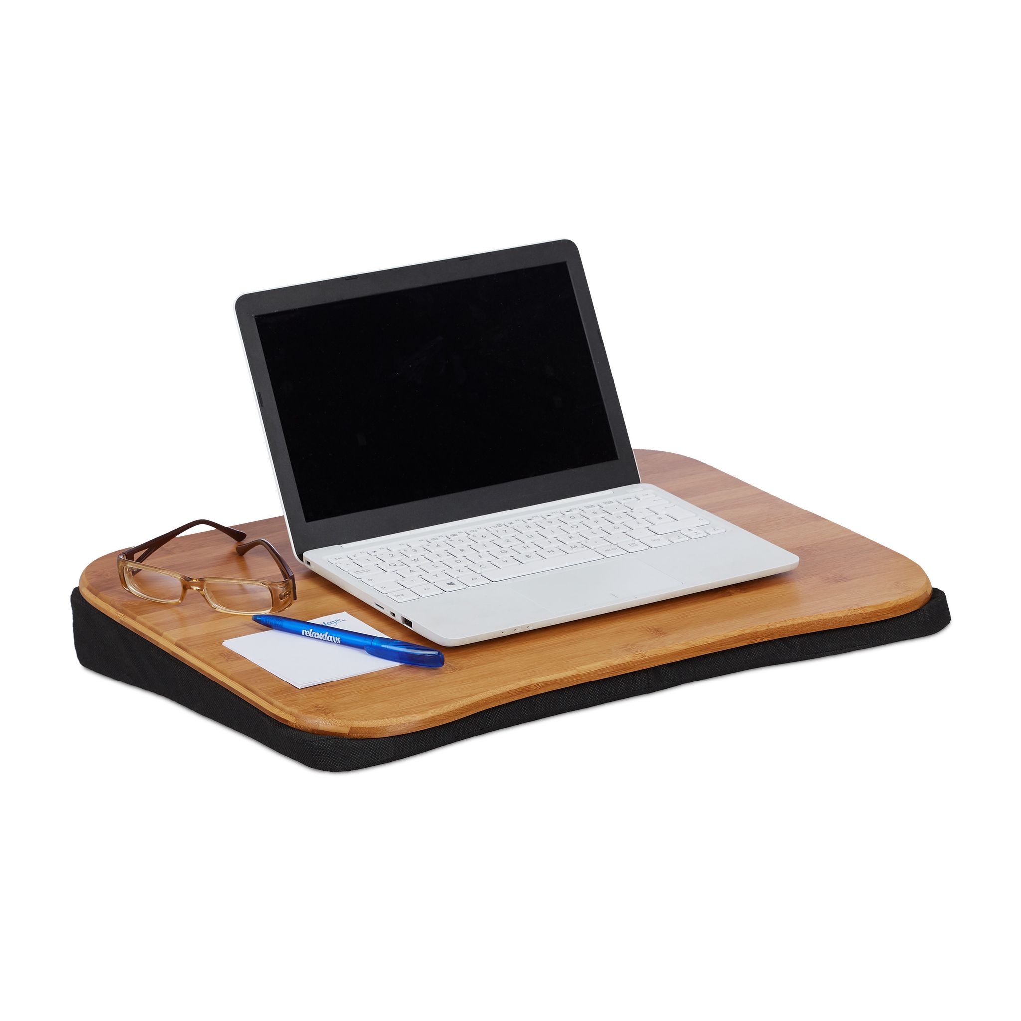 Relaxdays Bambus, Notebook Ständer, Braun, Schwarz - Image 3