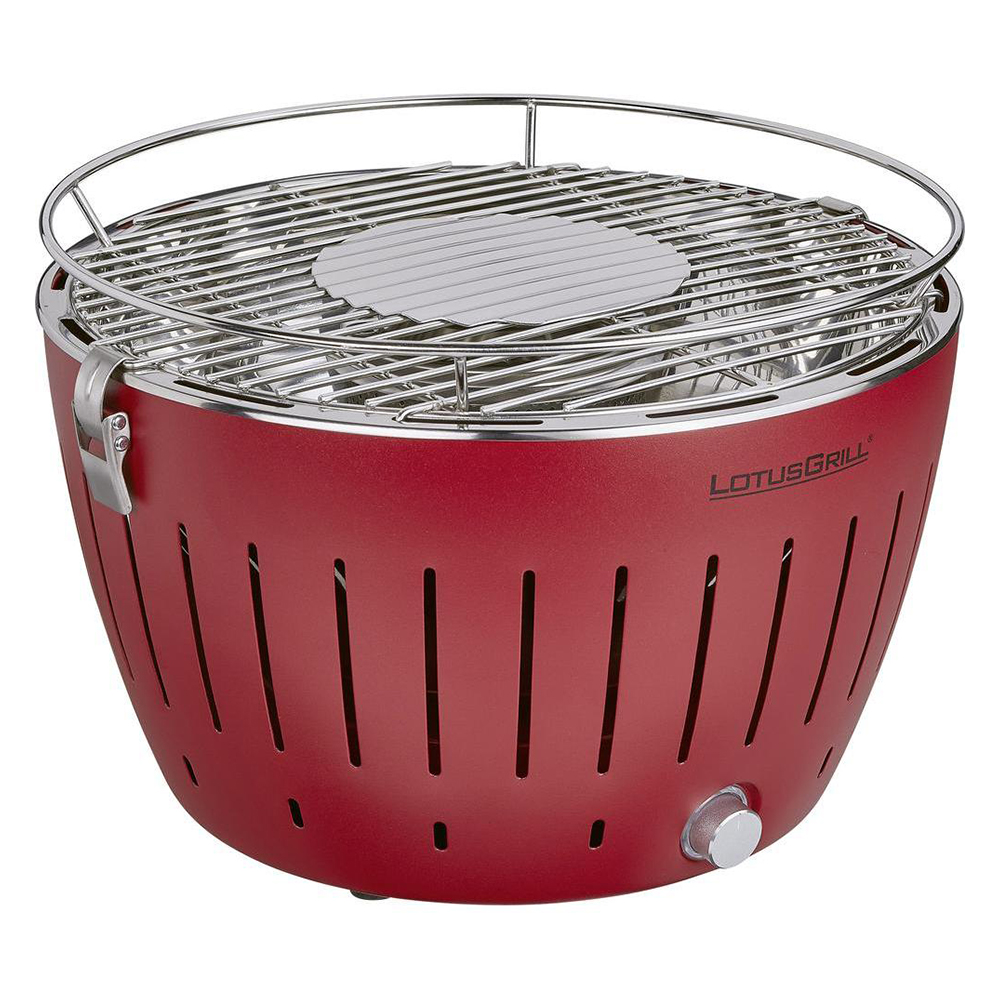 Lotusgrill Log-ro-280 Lotusgrill Mini Barbecue A Carbone Con Alimentazione Usb E Batterie Doppia Camera D'Aria Sicura Griglia 29,2 Cm Colore Rosso
