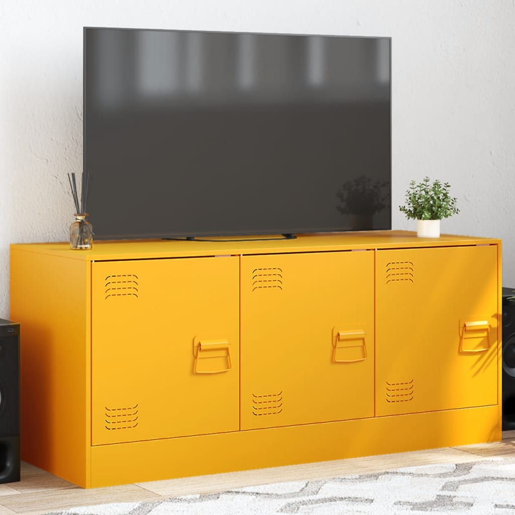 Meuble Tv Jaune Moutarde 99x39x44 Cm Acier - Vidaxl
