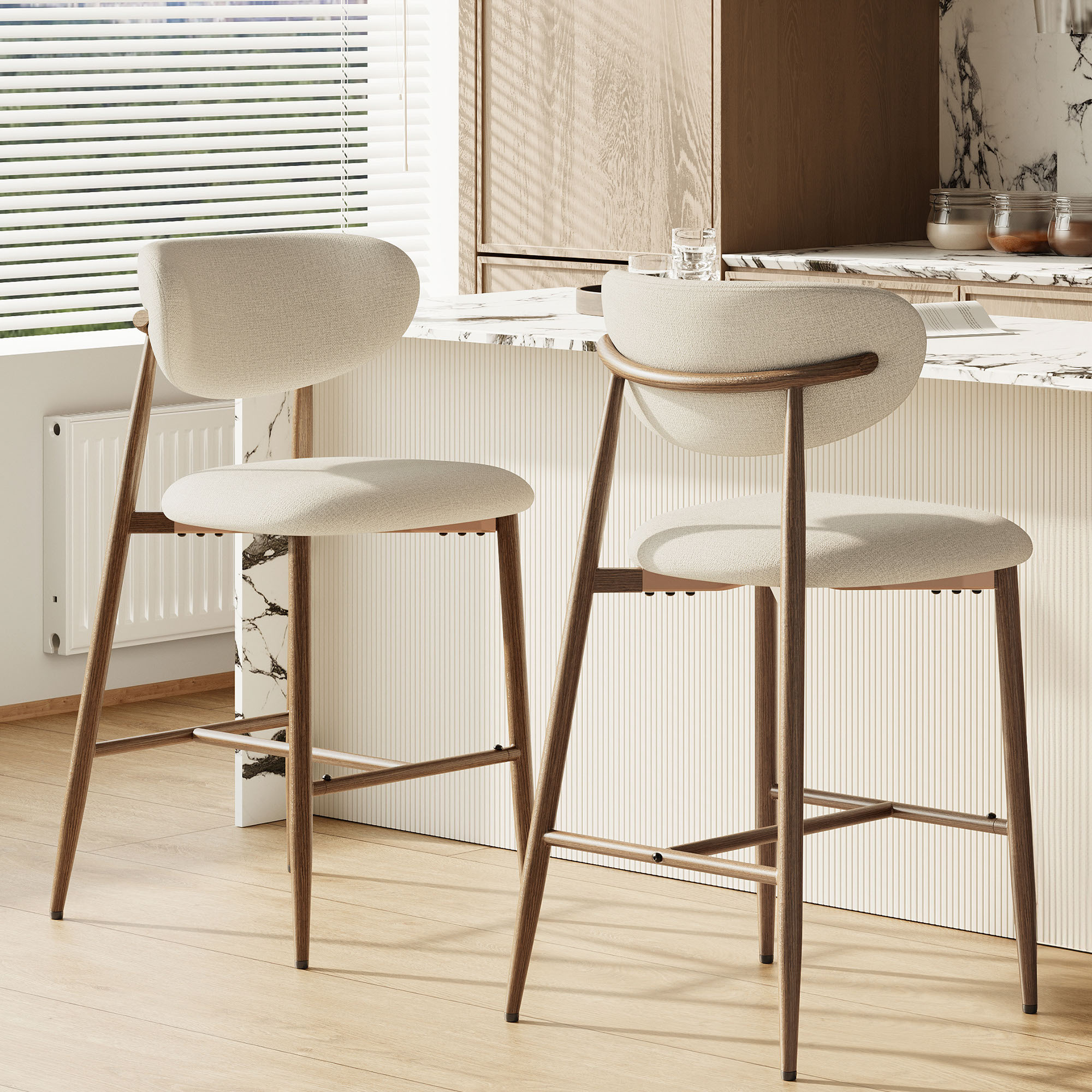 Colamy Lot De 2 Chaises De Bar Modernes À Structure Métallique