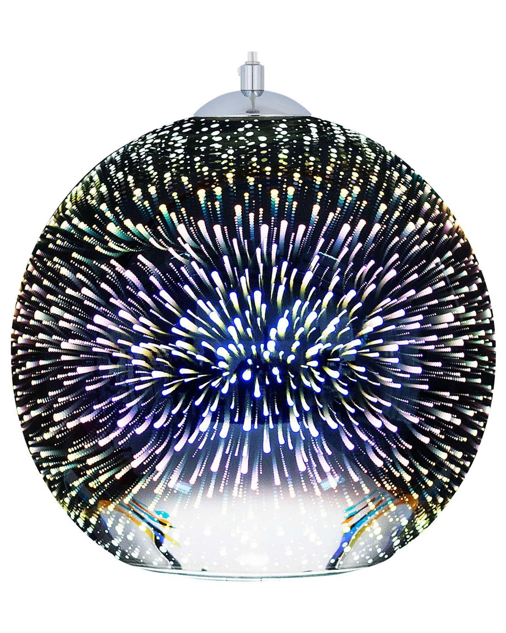 Luminaire Lampe Suspension Design En Forme De Boule En Verre Argenté
