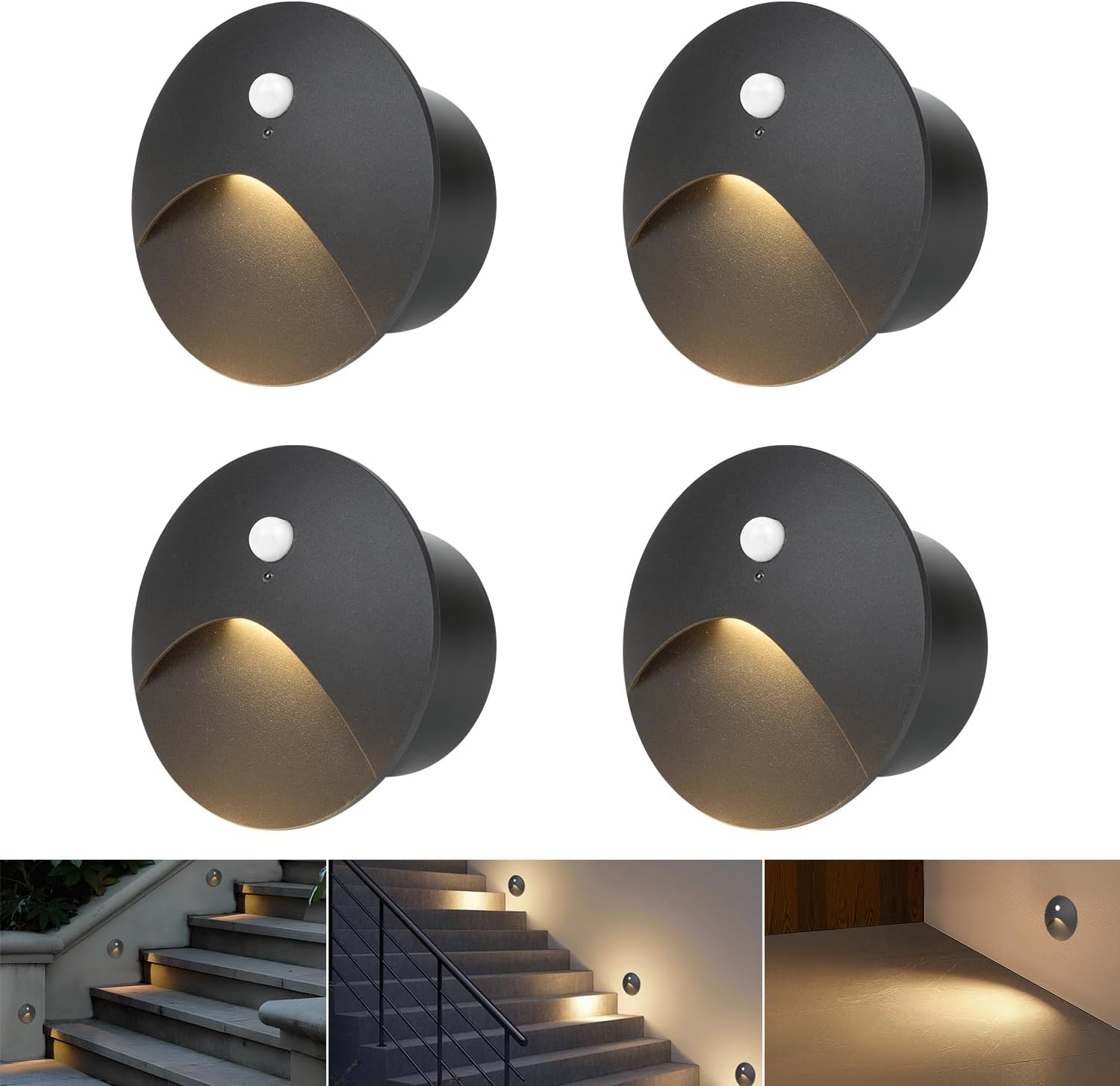 Applique Murale 4 Led Blanc Chaud 3000k Aluminium Lumière D'Escalier