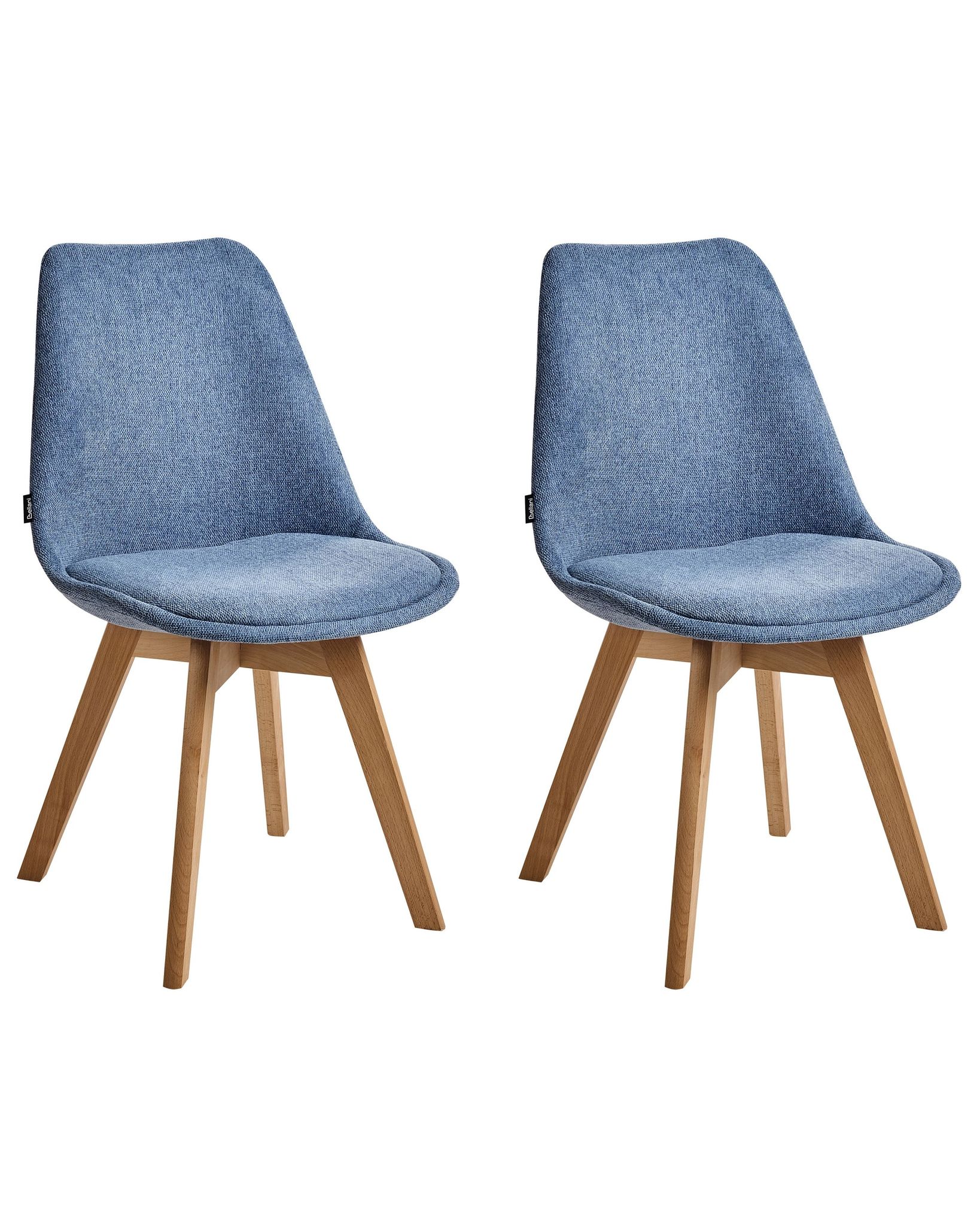 Beliani Esszimmerstuhl 2er Set Hellblau Polsterbezug Holzbeine Modern