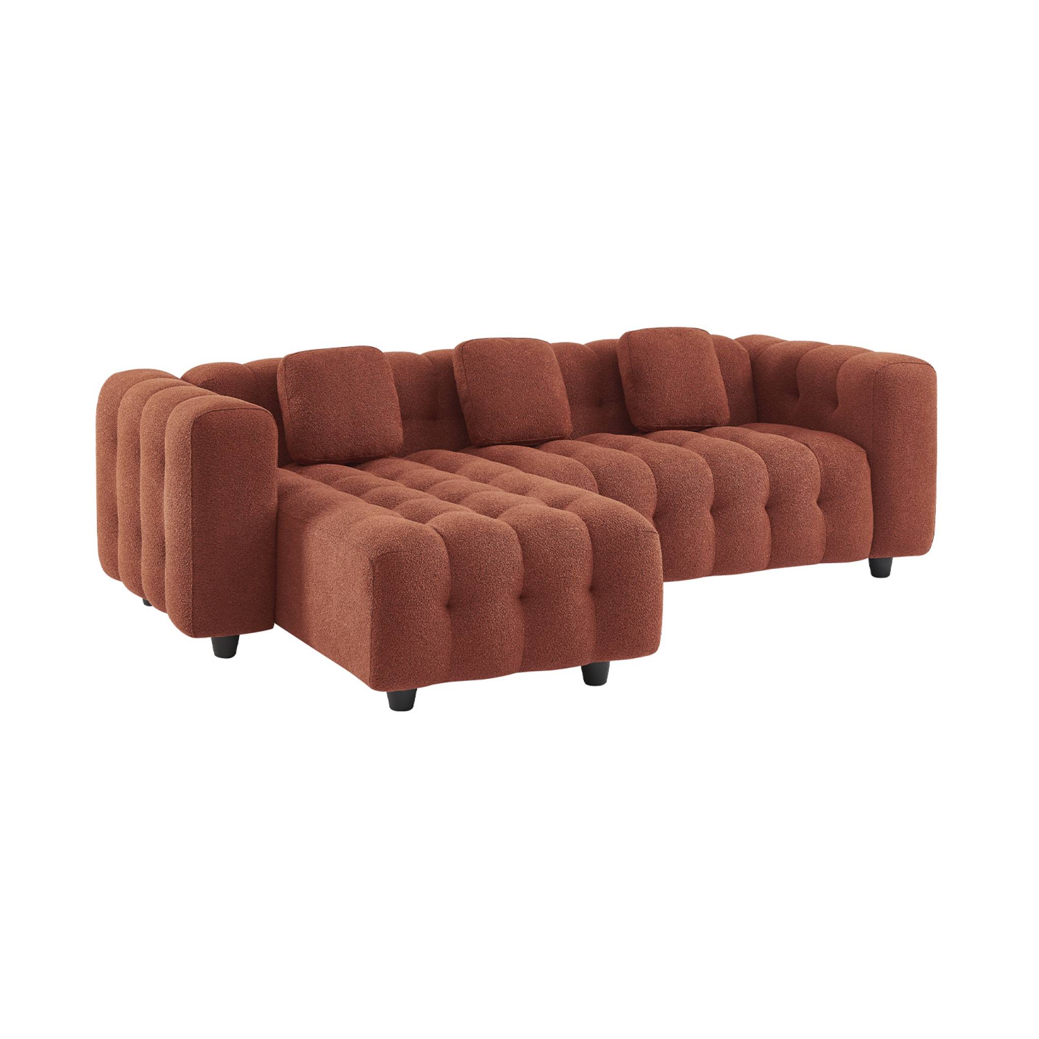 Sweeek - Ecksofa, Wendbar, Mit Strukturiertem Bouclé-bezug, Strukturiertes Bouclé, Terrakotta
