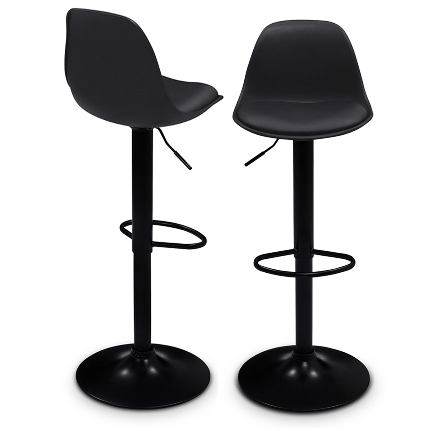Idmarket - Lot De 2 Tabourets De Bar Karl Design Noir Pied Noir