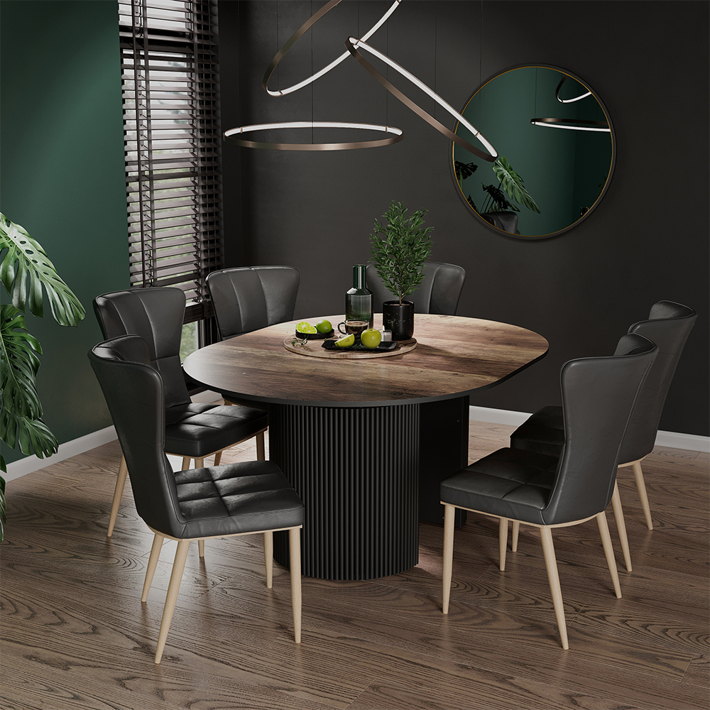 Tavolo Da Pranzo Allungabile Calero, Rovere Rustico nero, 120 200 X...