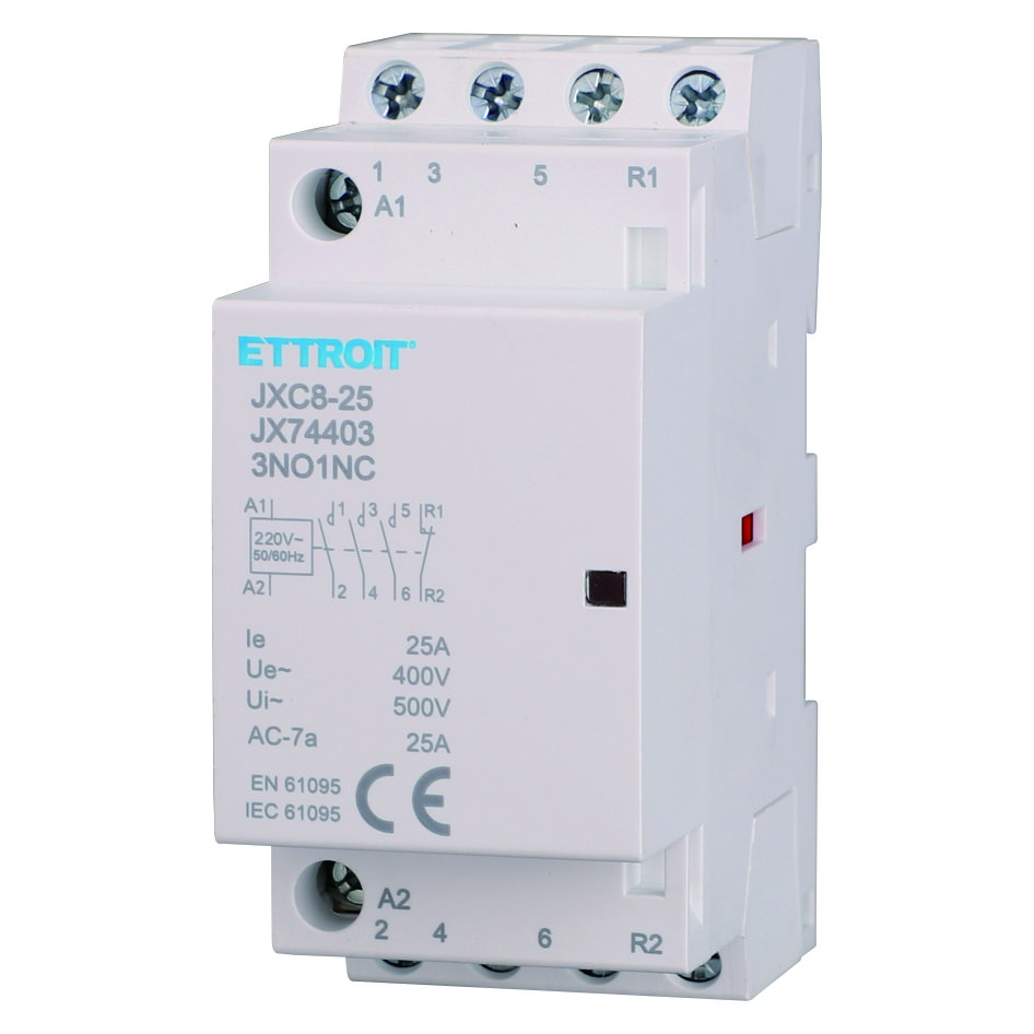 Ettroit Contattore Modulare Din Ac 4p 220v 25a 3 Contatti No + 1 Contatto Nc - Jx74403