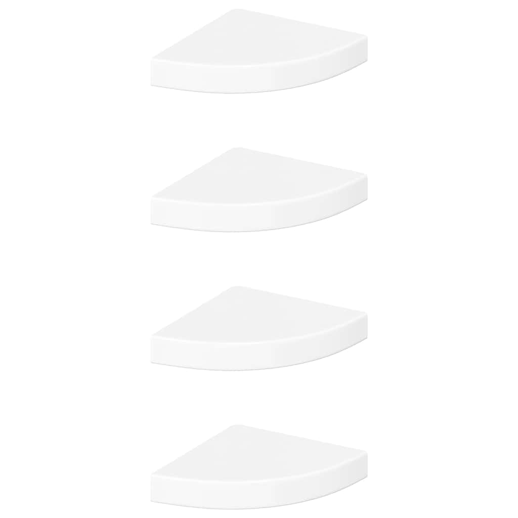 Vidaxl Weiß Floating Corner Shelves 4 Pcs High Gloss White 25X25x3,8 Cm Mdf