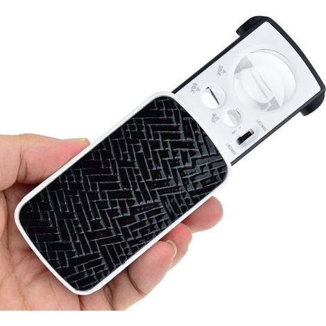 Loupe de bijoutier pliable 30x 60x 90x, lentille verre optique, éclairage LED et UV, cadre alliage de zinc