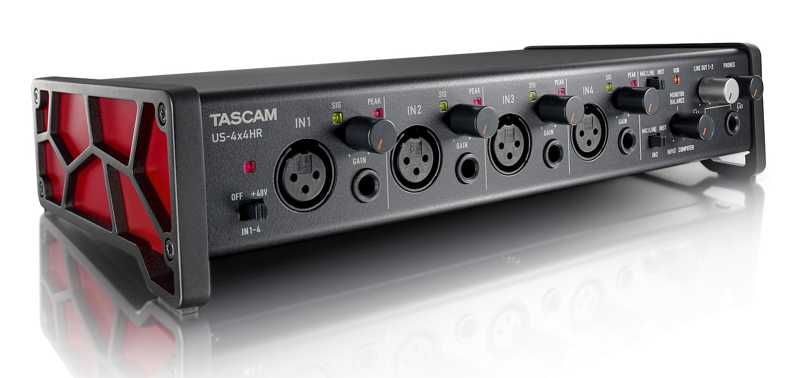Tascam US-4x4HR (USB), Audio Interface, Rot, Schwarz - Bild 7