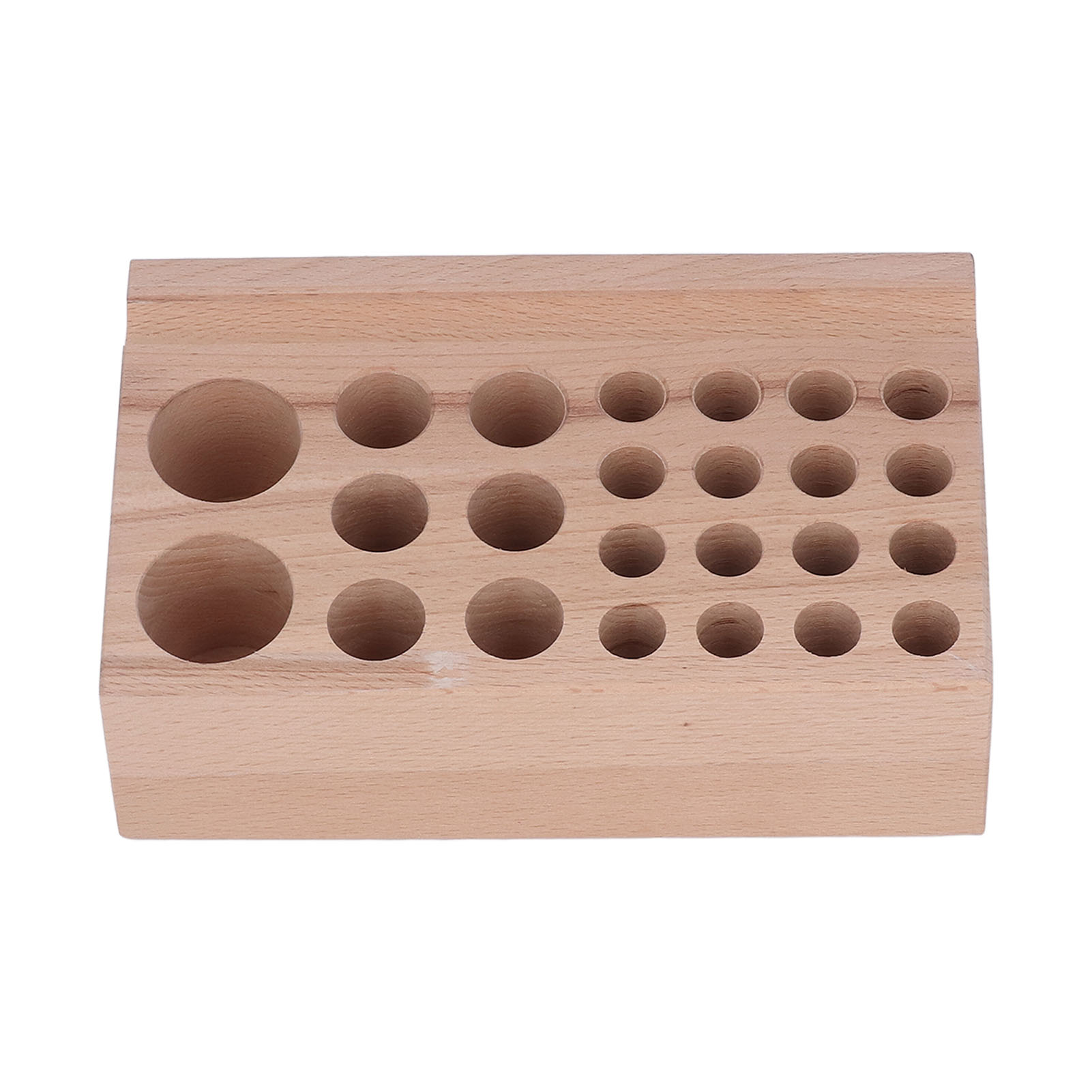Support en bois de hêtre pour outils de maroquinerie, 24 trous, organise poinçons, ciseaux et pinceaux