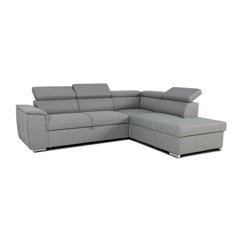 Canapé D'Angle Convertible Réversible 5 Places – Tissu Gris