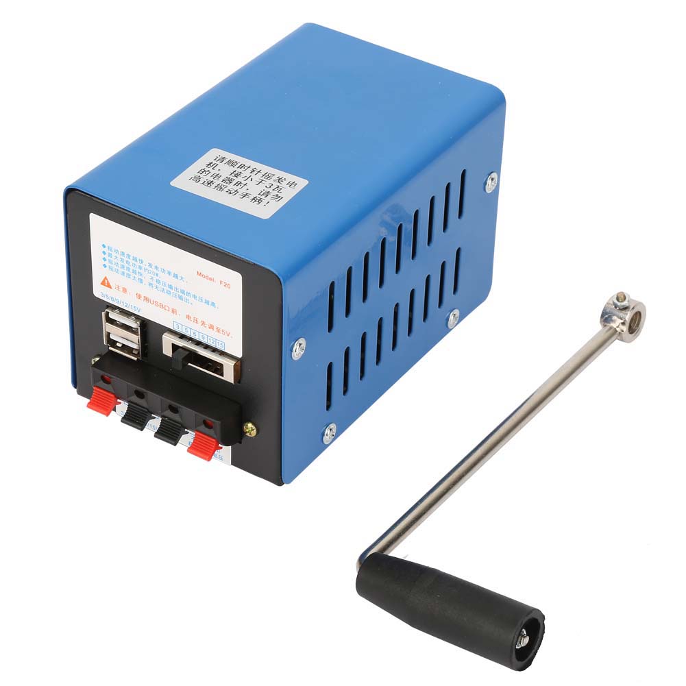 Générateur à manivelle portable WINS, charge USB d'urgence, métal, 20W, 758g, 2000 tr/min