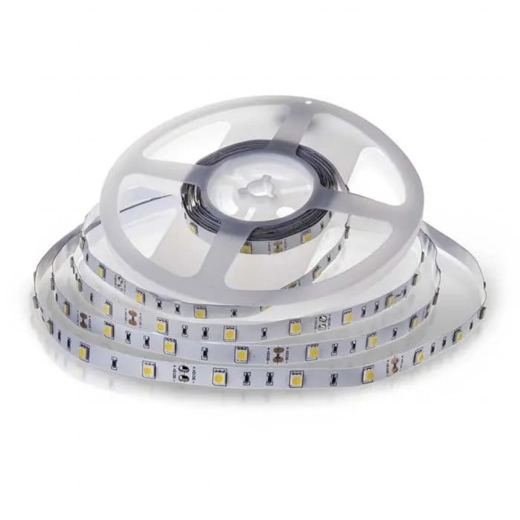 V tac Strip Led Smd5050 6w m 5m 30 Led m 12v Bianco Freddo Ip20 10mm