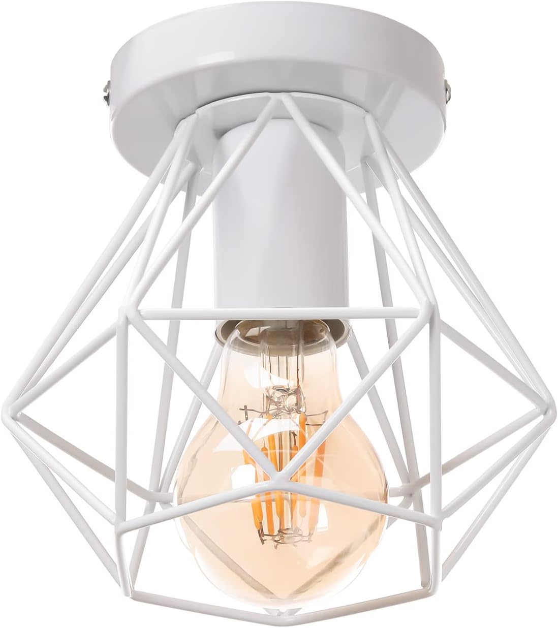 Stoex – Plafonnier Industriel Cage Métal Fer Forgé – Suspension Vintage E27 – Tension 220-240v – Puissance Max 60w – Diamètre 16cm – Pour Espaces Modernes