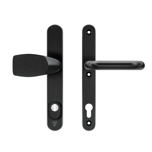 Axa Sicherheits Türbeschläge Set - Oval Plus Smal - Türklinken Mit Langschild - Pc92 Mit Kernziehschutz - Kruk/knopf - Schwarz