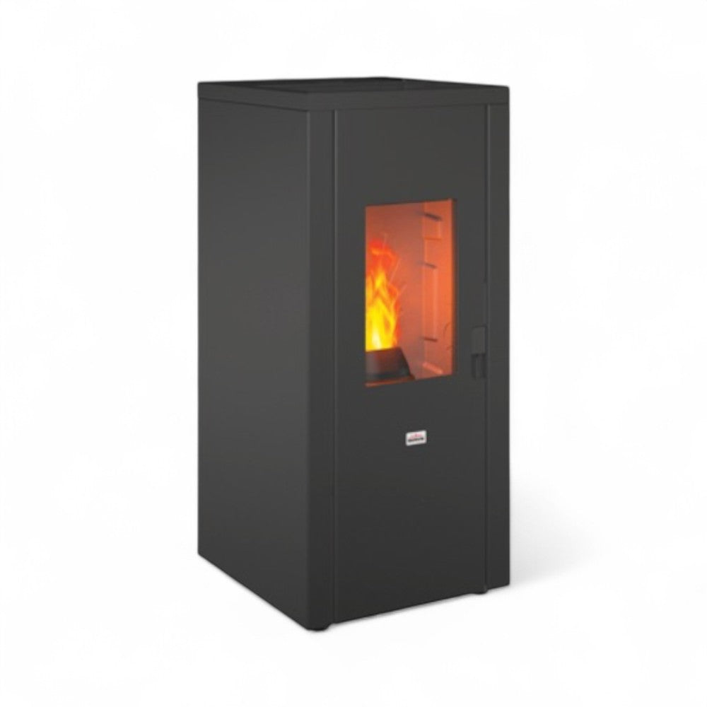 Stufa A Pellet In Acciaio 7 Kw Con Uscita Fumi Posteriore E Dispositivo Antiscoppio A+ Queen 77 Evo 5.0 - Nero