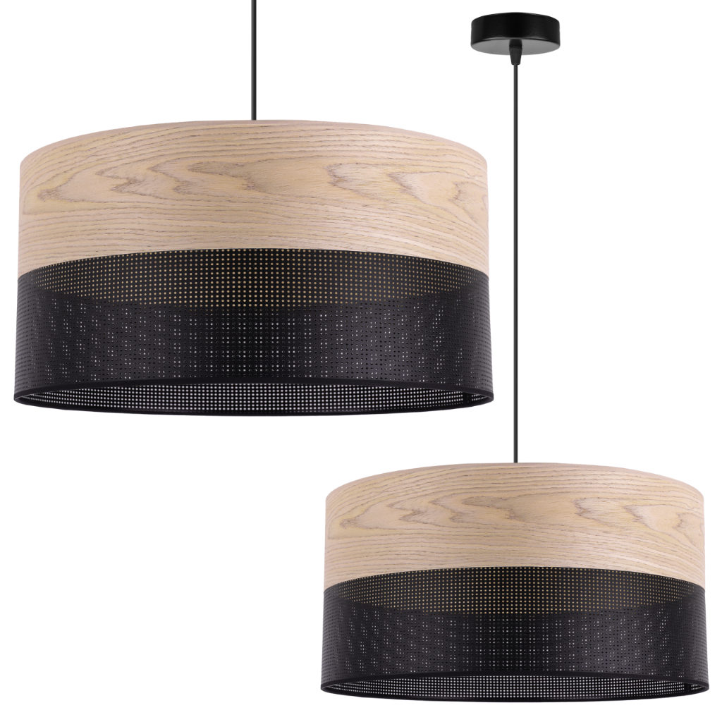 Suspension Simple, Abat-jour Classique En Placage Chêne, 44 Cm
