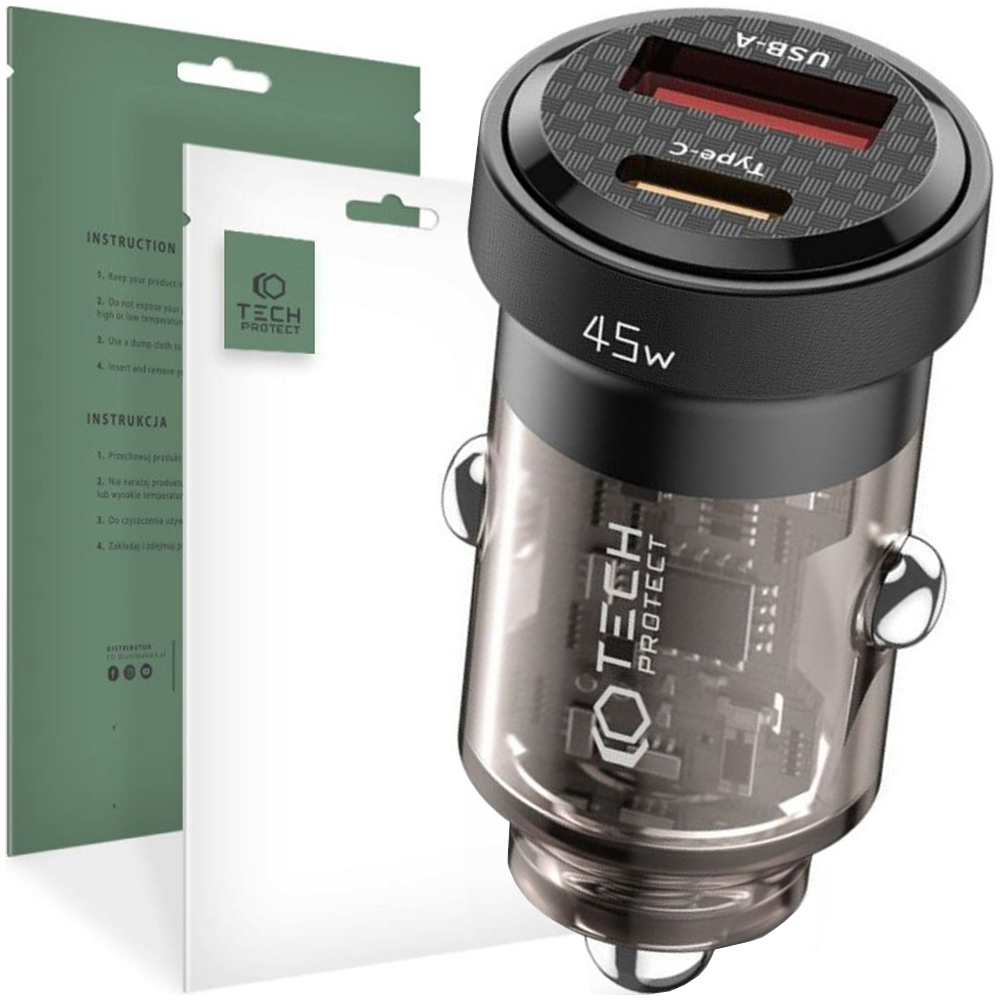 Oem Tech-Protect Cc45w 2-Port-Kfz-Ladegerät Pd45w/Qc3.0 Schwarz