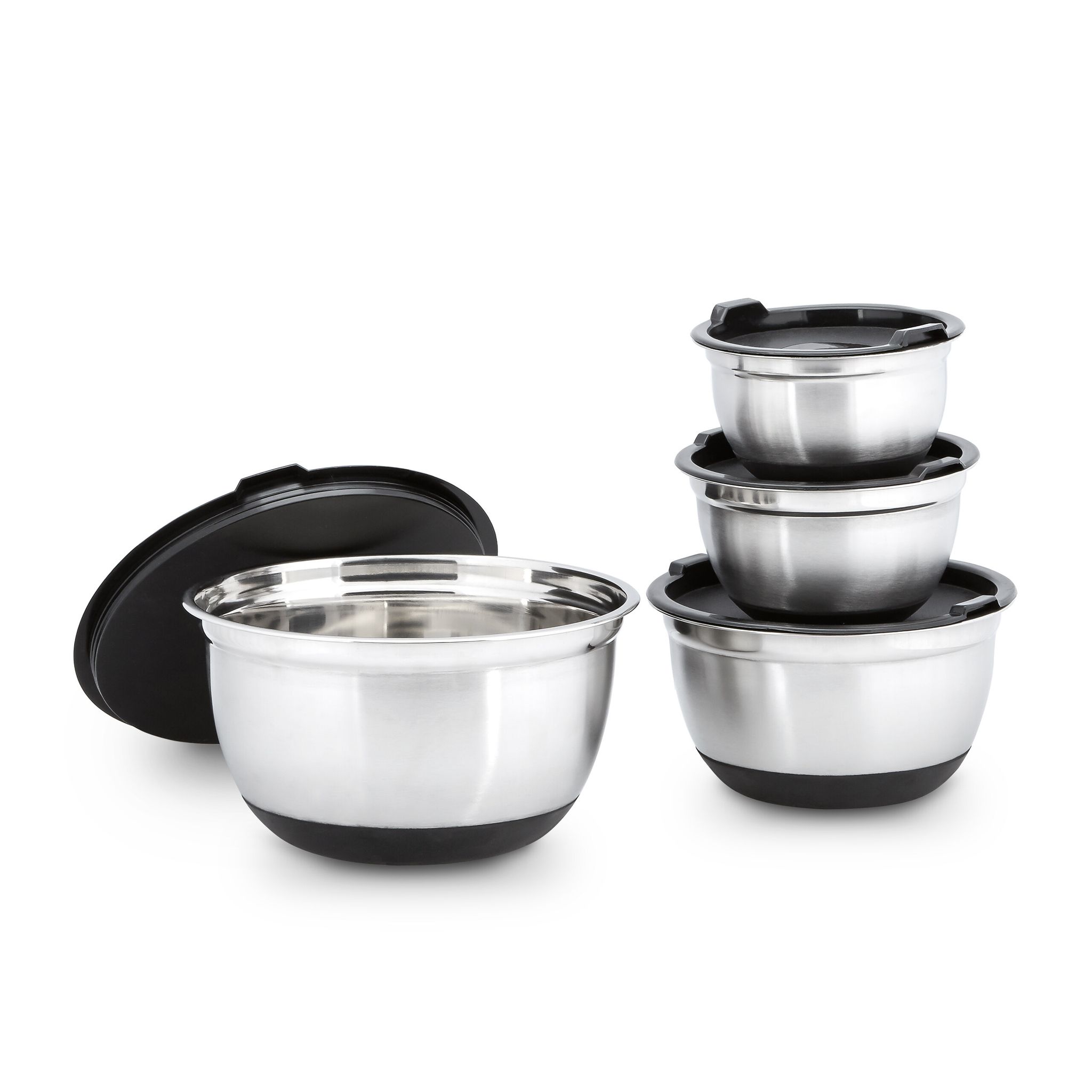 relaxdays Rührschüssel "45358 l, Silber" 8 Stk. aus Edelstahl