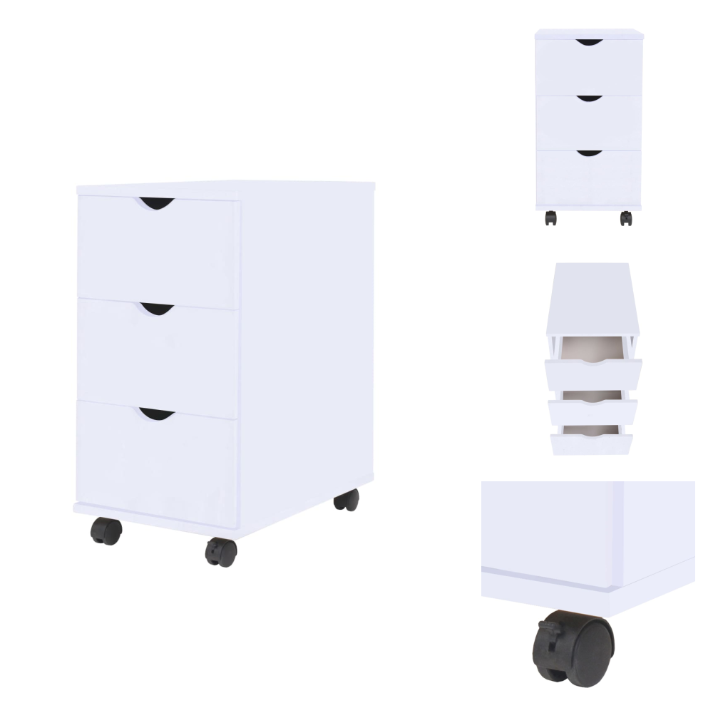 Vidaxl Schubladenelement 33×45×60 Cm Weiß - Rollschrank - Bürostuhl - Schreibtischorganisation - Aufbewahrungsbox - Regal